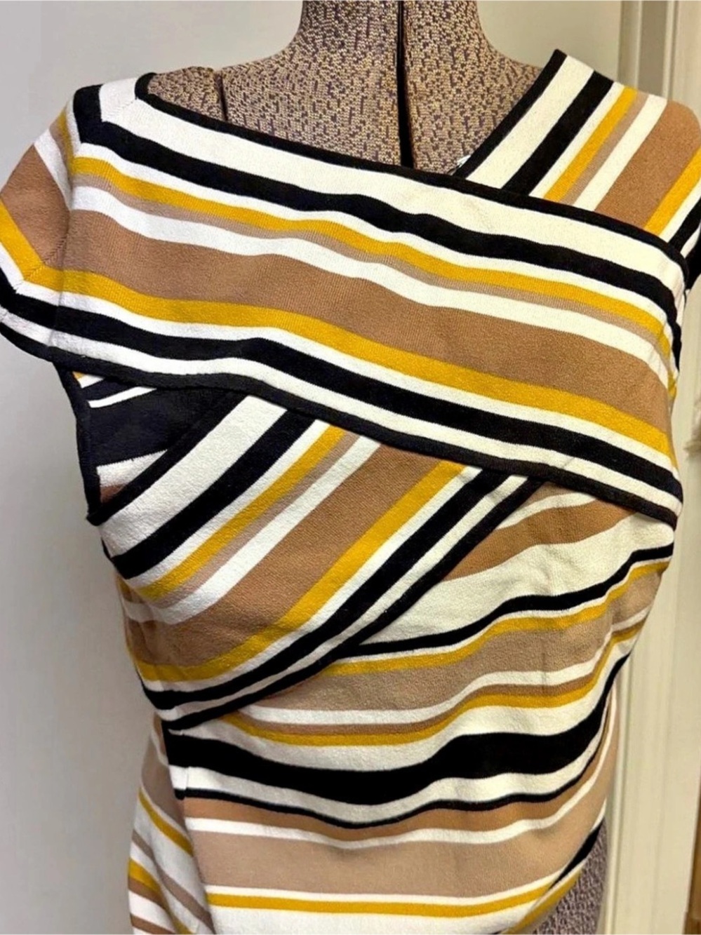 Black Label by C. G. Carlson Striped Draped Top Size 3 Like New
